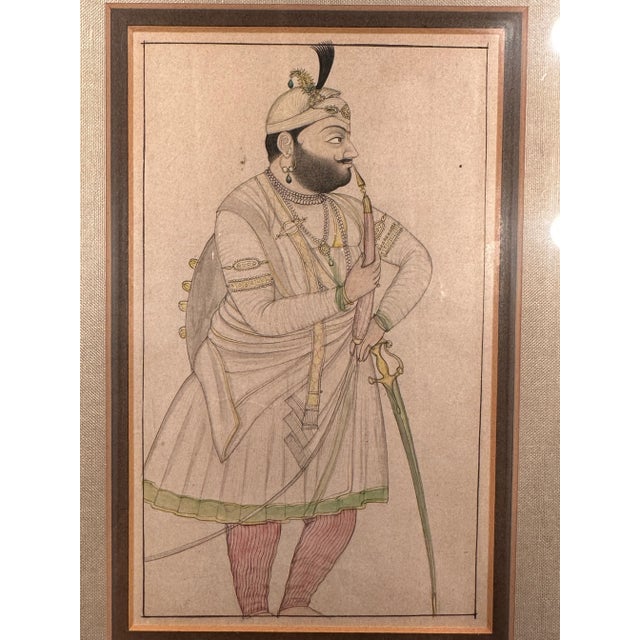Indian Late 18th to Early 19th Century Mughal Portrait Painting, Framed For Sale - Image 3 of 6