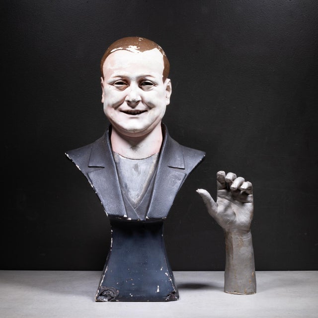 Black Antique English Chalkware Mannequin Hat Display Bust c.1880-1930 For Sale - Image 8 of 8
