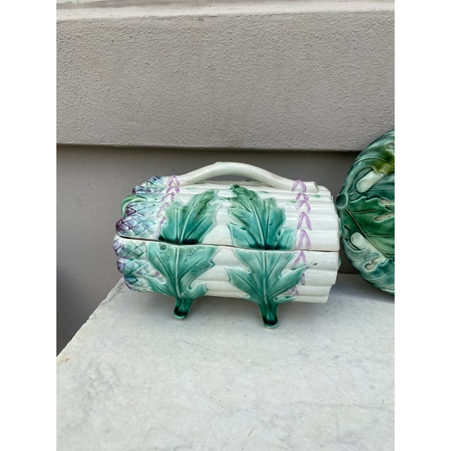 Late 19th Century 19th Century Majolica Asparagus and Artichoke Tureen Saint Amand For Sale - Image 5 of 9