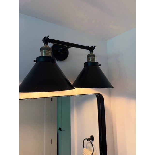 Innovations Lighting Industrial Two-Light Adjustable Wall Sconce in Black & Antique Brass For Sale In San Francisco - Image 6 of 7