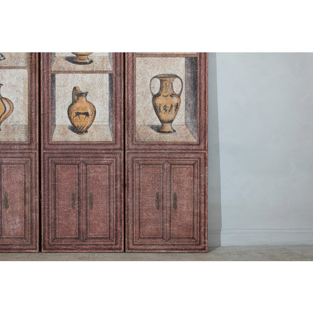 Vintage Chinese Three-Panel Screen with Painted Classical Vessel Motifs For Sale - Image 12 of 12