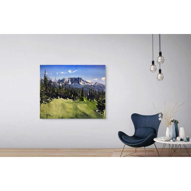 Contemporary Grand Tetons National Park, WY by David Shingler | Oil on wood Landscape of mountains and trees. For Sale - Image 3 of 5