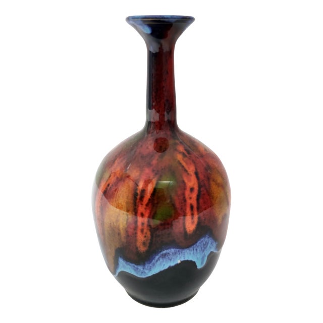 Vintage Glazed Earthenware Vase by Giovanni Poggi for San Giorgio Albisola Ceramics, 1975 For Sale