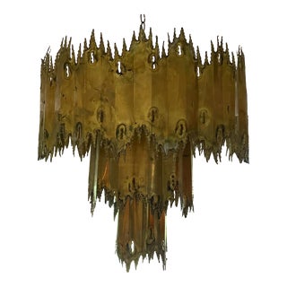 1970s Tom Greene for Feldman Brutalist Torch Cut Chandelier For Sale