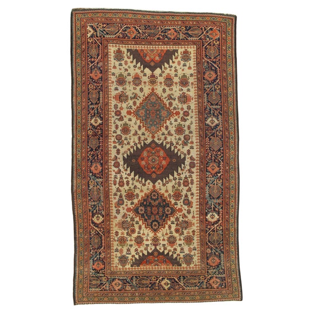 Antique Persian Malayer Carpet, Geometric Design, Ivory, Green, Navy Circa 1890 For Sale - Image 17 of 18