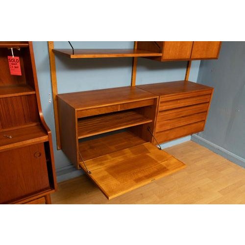 Gold Vintage Danish Two-Bay Wall System Bookcase in Teak by Poul Cadovius For Sale - Image 8 of 14