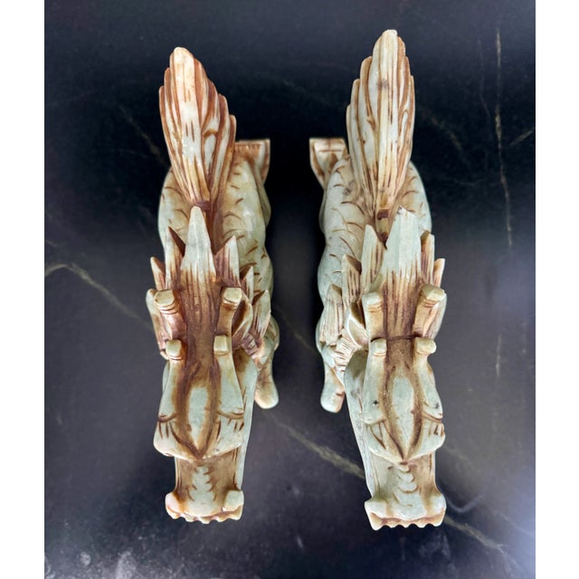 Antique Hand Carved Stone Qilin Pair For Sale - Image 11 of 12