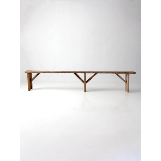 Antique Primitive 9-Foot Wood Bench For Sale - Image 18 of 18