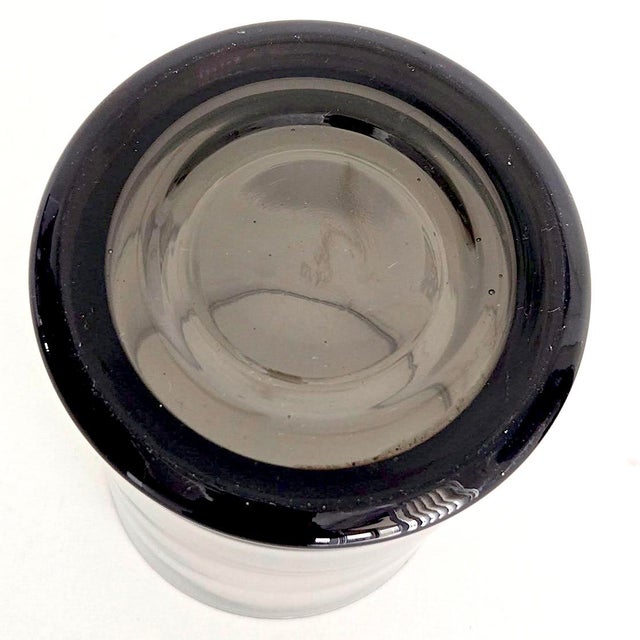 1980s Double Dipped Smoked Glass Vase or Pillar Candle Holder For Sale - Image 10 of 10