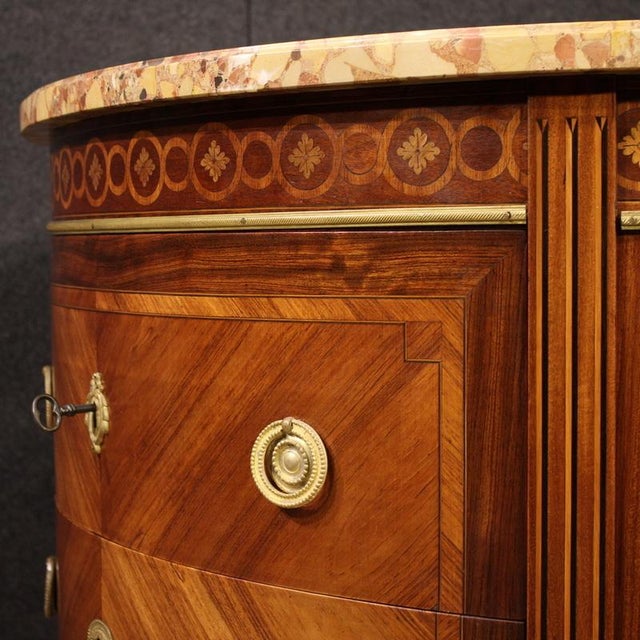 Brown Louis XVII French Half-Moon Commode, 1920 For Sale - Image 8 of 11