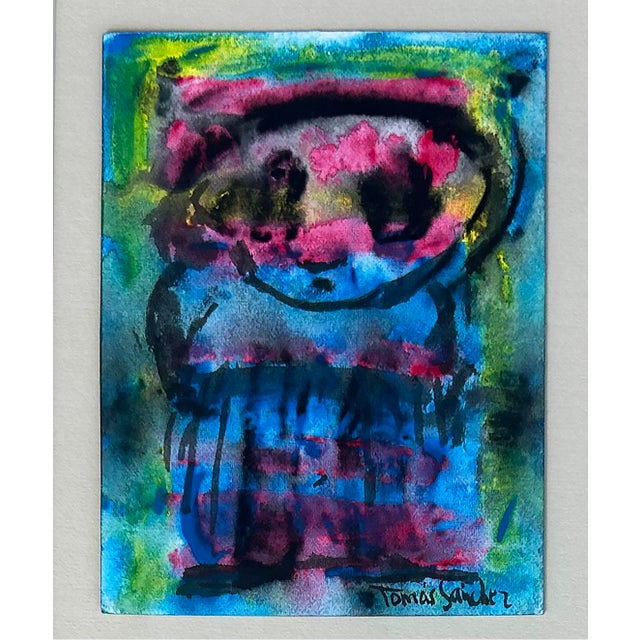 Abstract Watercolor Painting Tomas Sanchez Offered for sale is a figurative watercolor on paper by artist Tomas Sanchez....