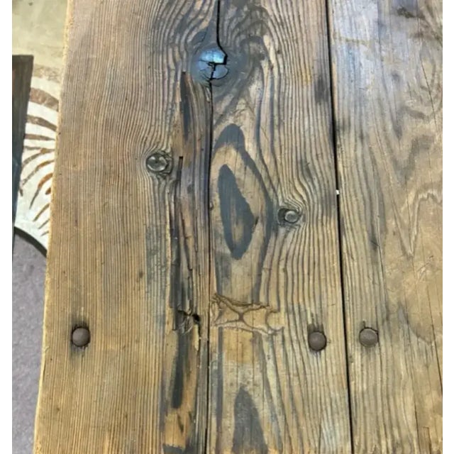 Early Iron and Wood Industrial Table - Use as Kitchen Island or Console Table For Sale - Image 9 of 9