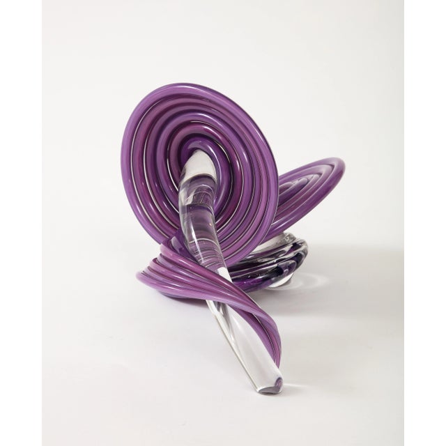 Mid-Century Modern 1990's Abstract Twirled Glass "Signed" Sculpture For Sale - Image 3 of 12