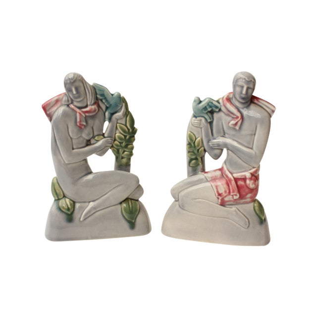 Art Deco Male and Female Sculpture - Pair For Sale