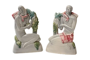 Art Deco Male and Female Sculpture - Pair