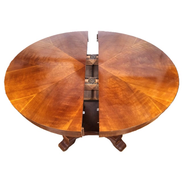 Ethan Allen Vintage Cherry Neoclassical Biedermeier Style Dining Table +2 Leaves Ethan Allen For Sale - Image 4 of 18