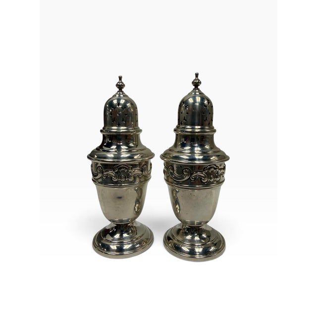 Gorham Antique Gorham "Strasbourg" Solid Sterling Silver Salt & Pepper Shakers - Pair For Sale - Image 4 of 6
