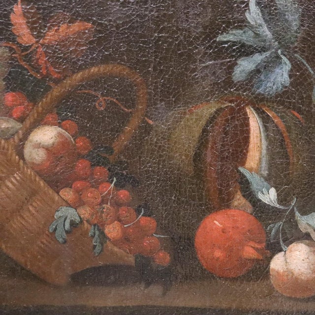 Still Life with Flowers and Fruits, 1700s, Oil on Canvas For Sale - Image 4 of 12