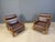 Brown Vintage Rustic Brown Leather and Oak Lounge Chairs, 1960s, Set of 2 For Sale - Image 8 of 12