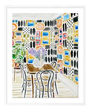 Ready for Conversation by Kate Lewis in White Frame, Medium Art Print