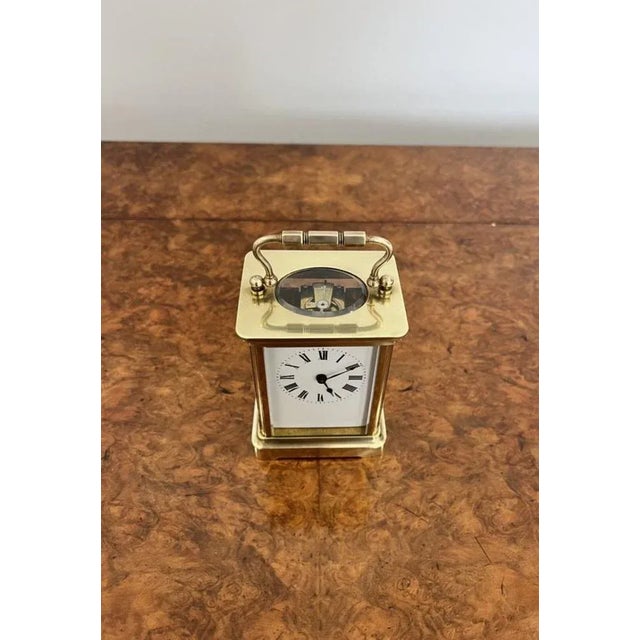 Antique Victorian French Brass Carriage Clock, 1880 For Sale - Image 6 of 7
