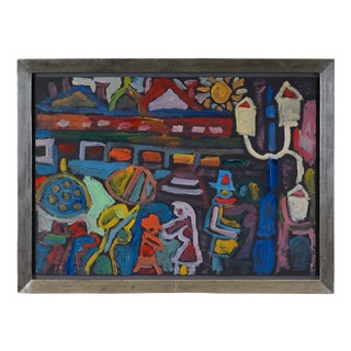 Miklos Nemeth, Composition, Acrylic on Cardboard For Sale