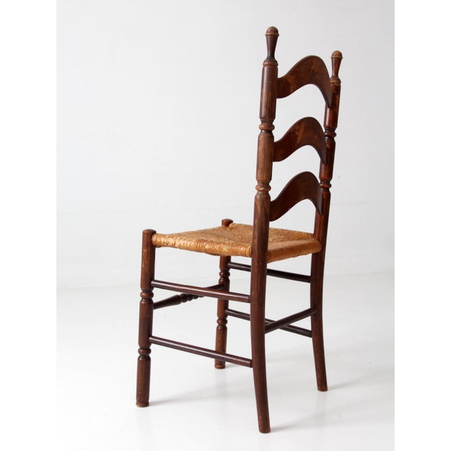 Wood Vintage 1930s Tell City Rush Seat Ladder Back Chair For Sale - Image 7 of 17