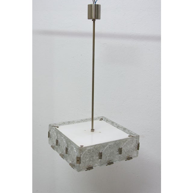 Mid-Century Pendant Lamp in Glass & Chromed Steel from Kamenický Šenov, Czechoslovakia, 1970s For Sale - Image 6 of 15