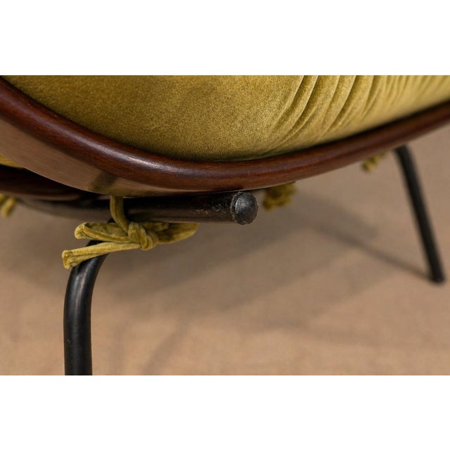 Brown Pair of “Costela” Armchairs in Brazilian Hardwood & Olive Mohair, by Martin Eisler, Brazil, 1956 For Sale - Image 8 of 18