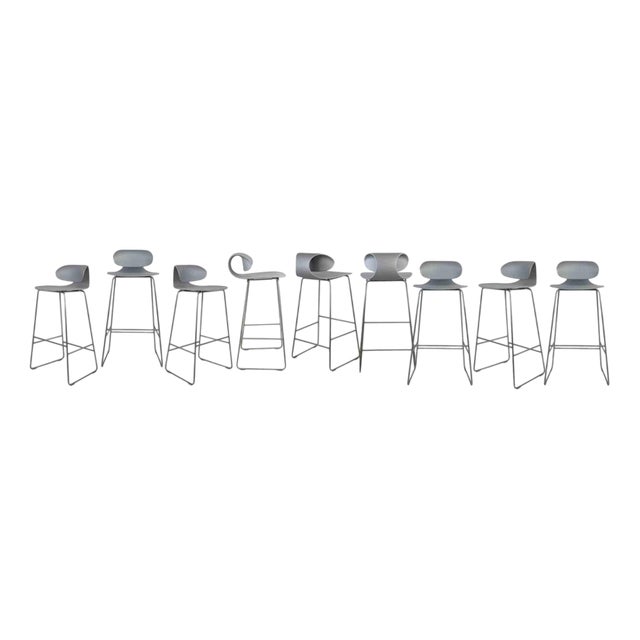 Grey Maxima Stools by William Sawaya and Paolo Moroni, Italy, 1990s, Set of 9 For Sale