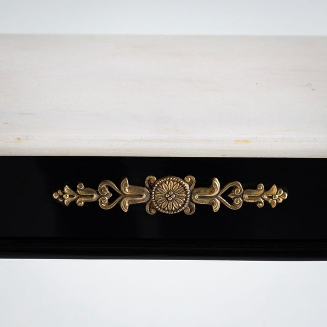 1950s Mid-20th Century Black Console Table with White Stone Top, Italy For Sale - Image 5 of 18