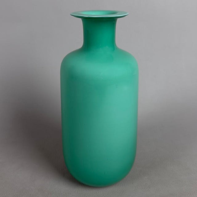 De Wan Opaline Green Murano Glass Vase, 1970s For Sale - Image 11 of 11