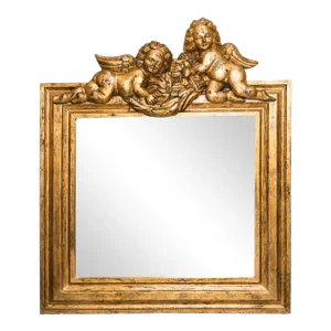 Gold Framed Mirror With Two Putti/ Angels