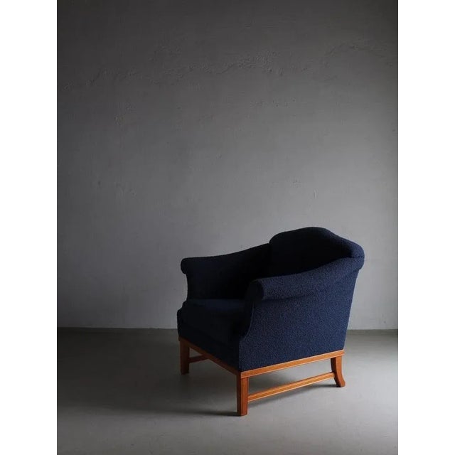 Textile Navy Boucle Lounge Chair, Sweden, 1940s For Sale - Image 7 of 11