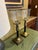 Regency Style Brass Hurricane Lamps, Neoclassical Candlesticks With Glass Shades For Sale - Image 6 of 10
