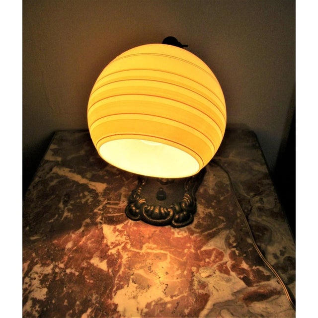 Vintage Art Deco Bauhaus German Desk Lamp in Bronze with Opaline Glass Shade, 1930s For Sale - Image 9 of 11