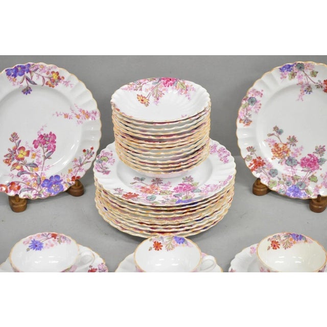 Spode Mid 20th Century Spode England "Chelsea Garden" Bone China Porcelain Dinner Set of 51 Pc For Sale - Image 4 of 13