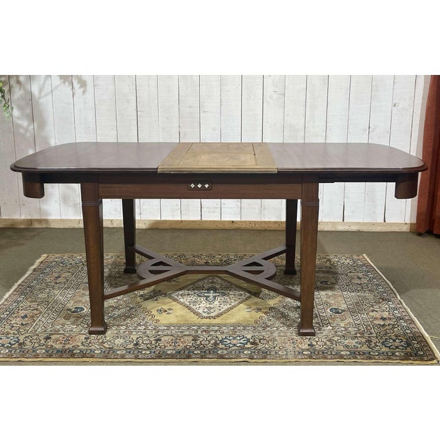 Art Nouveau Mahogany Dining Table in the style of Gustave Serrurier Bovy For Sale - Image 6 of 18