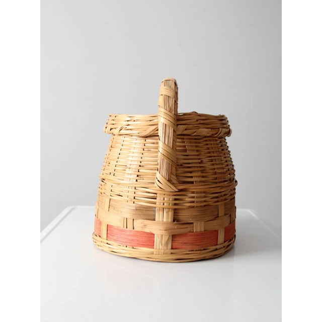 Wood Antique Woven Basket For Sale - Image 7 of 12