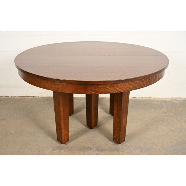 L. & J. G. Stickley Antique Mission Oak Arts & Crafts Extension Dining Table | Newly Refinished For Sale - Image 15 of 17