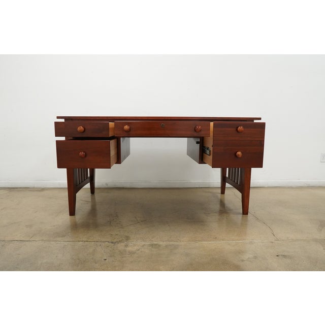 Brown Vintage Ethan Allen American Impressions Solid Wood Writing Desk For Sale - Image 8 of 17