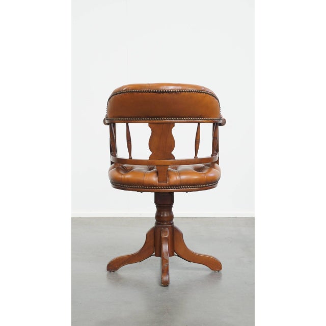 Chesterfield Office Chair in Cowhide and Wood For Sale - Image 4 of 16