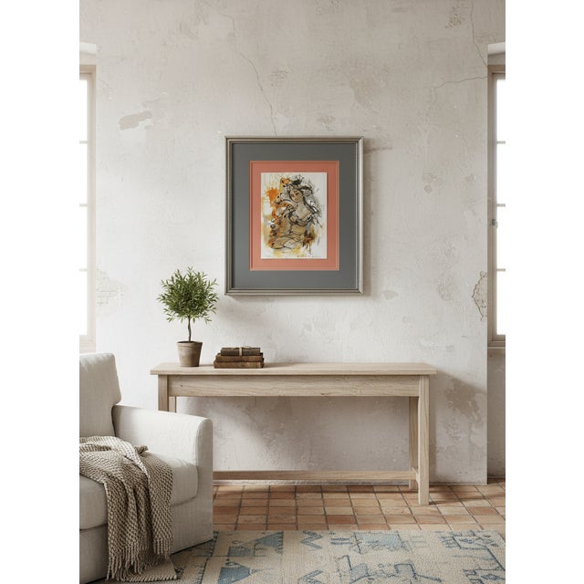 This curated Mid-Century Modern lithograph by renowned French artist Madeline Sallier (often referenced as Madeleine...