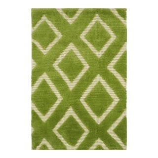Rug & Kilim’s Contemporary Rug With Diamond Motifs in Green & Beige For Sale