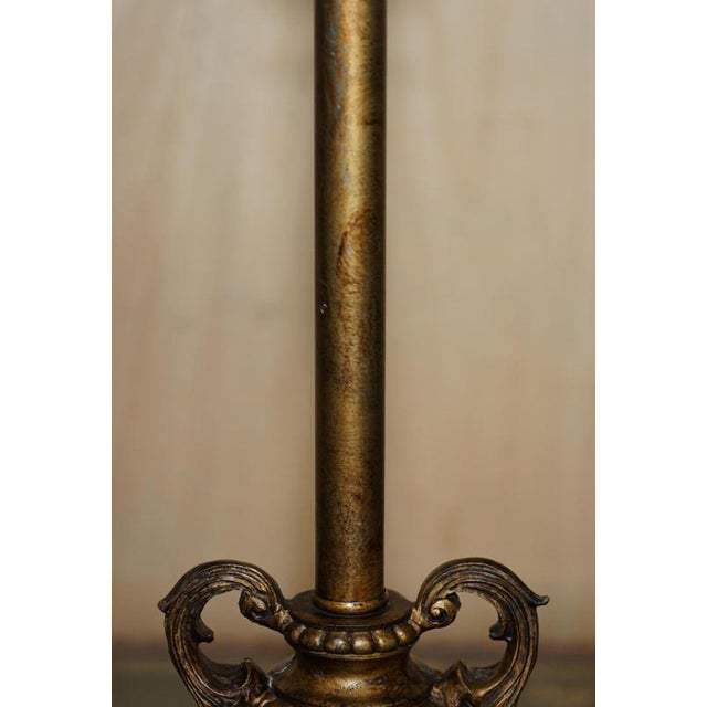 Gold Hand Carved Pillared Table Lamp with Marble Sphere in the Base Bronzed Fittings, 1960s For Sale - Image 8 of 13
