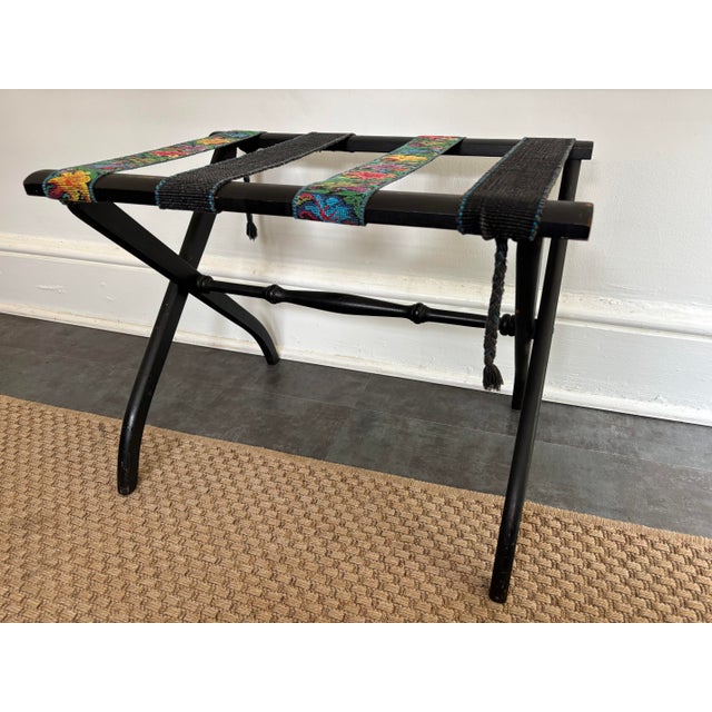 Wood Vintage Folding Luggage Rack With Traditional Guatemalan Strap For Sale - Image 7 of 10