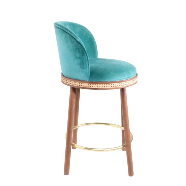 Alma , Boop, Marie Burgos bar height stool. The stool is structurally sound and sturdy, the fabric shows some wear and...