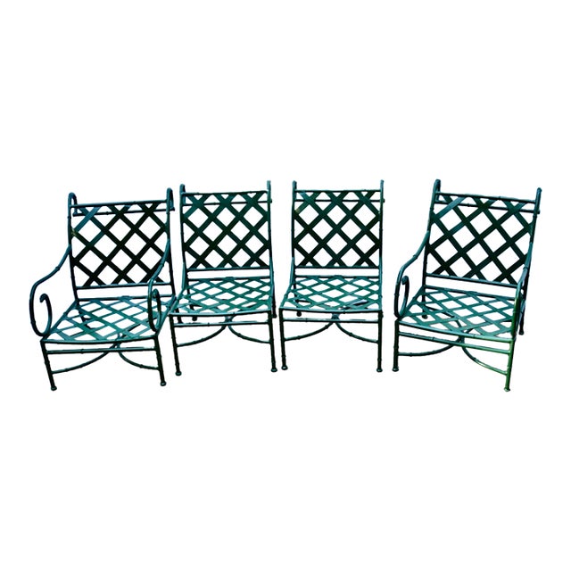 Lane Venture Green Metal Patio Chairs -Set of 4 For Sale
