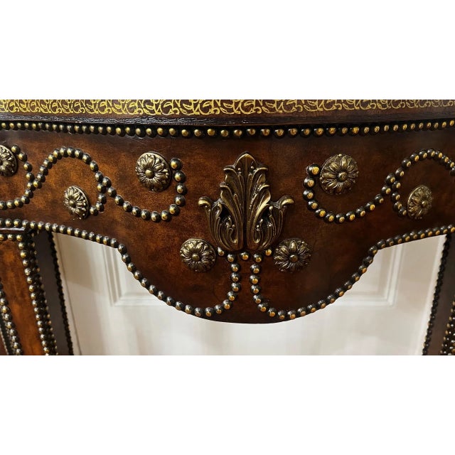 Maitland-Smith Tooled Leather Console Table For Sale - Image 9 of 11