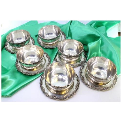 Silver Wash Basins and Plates with Raised Edges, Set of 12 For Sale - Image 4 of 7